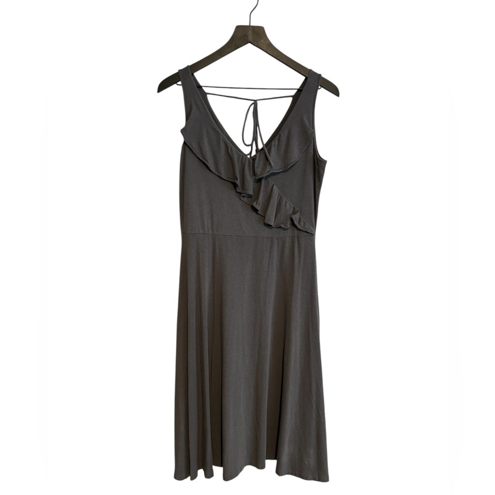 Garnet Hill Ruffle front Sleeveless Dress Gray Size Small